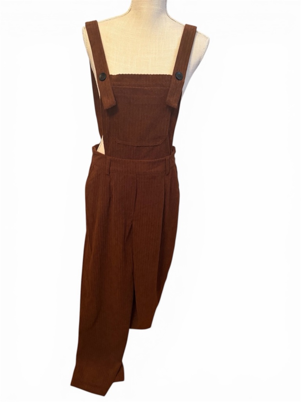 EUC Brown Corduroy Wide-Leg Overalls SHEIN